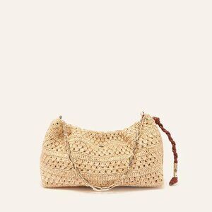 ba&sh June Raffia Clutch with Leather Detachable Strap